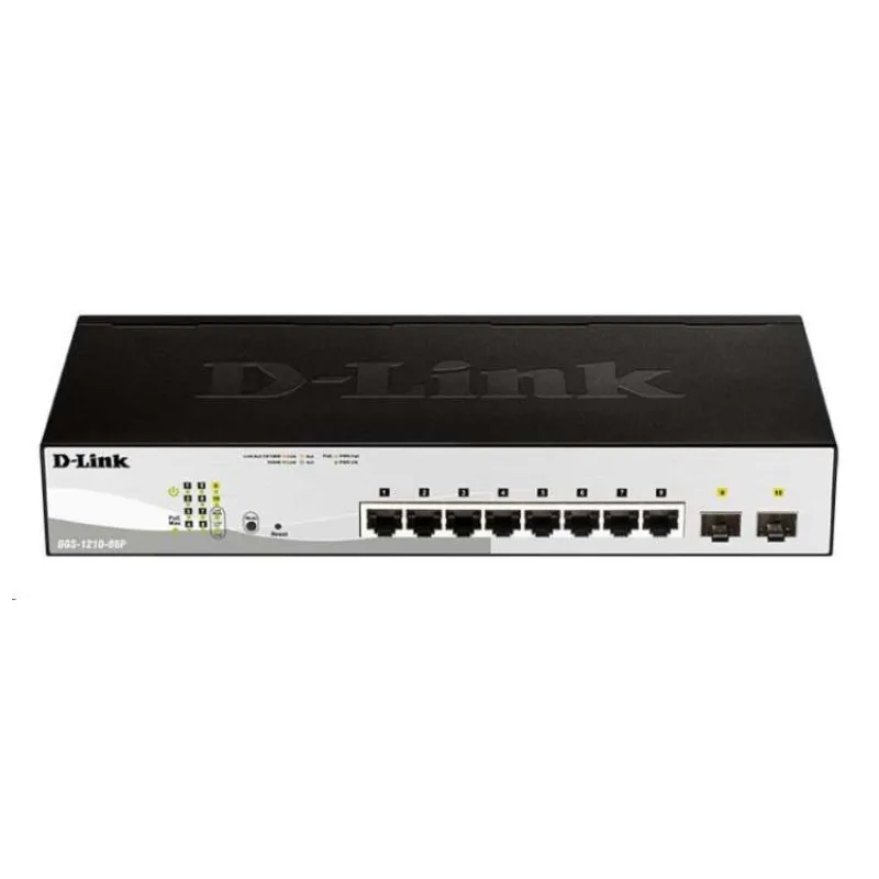 D-Link DGS-1210-08P Smart PoE switch, 8x GbE PoE+, 2x SFP, PoE 65W, fanless (DGS-1210-08P/E)