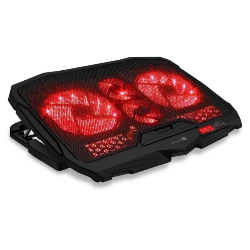 CONNECT IT FrostWind chladicí podložka pod notebook s červeným podsvícením, ČERNÁ (CCP-2200-RD)