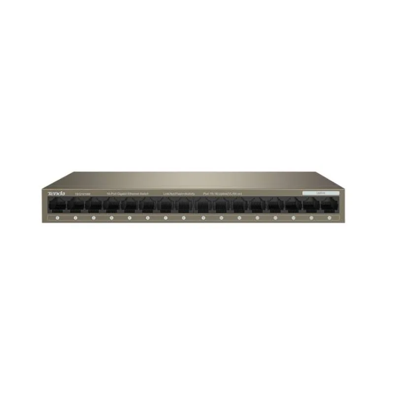 Tenda TEG1016M 16-port Gigabit Switch, 16x 10/100/1000 Mb/s, Fanless, MAC 8K, napájanie AC/DC, aj múr (75011925)