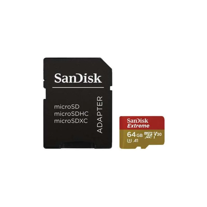 Karta SanDisk micro SDXC 64GB Extreme Action Cams and Drones (170 MB/s Class 10, UHS-I U3 V30) + adaptér (SDSQXAH-064G-GN6AA)