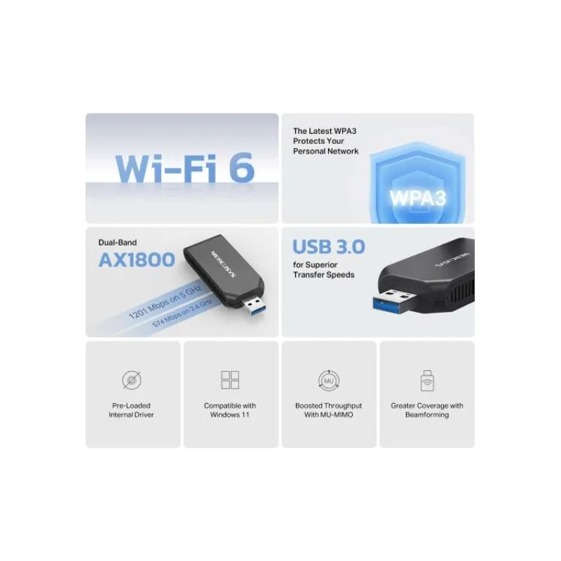 TP-Link MA70XM AX1800 Bezdrátový USB adaptér Wi-Fi 6 (MA70XM)