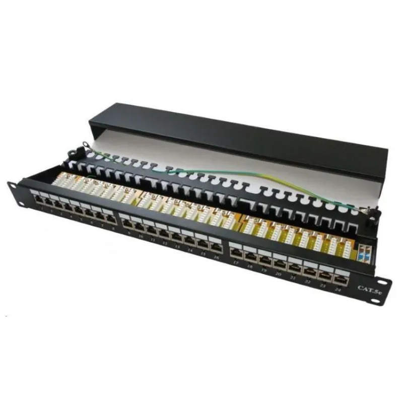 19" Patch panel XtendLan 24port, STP, Cat5E, krone, černý - LED vyhledávání (XL-PP19-24C5ESD-LED)