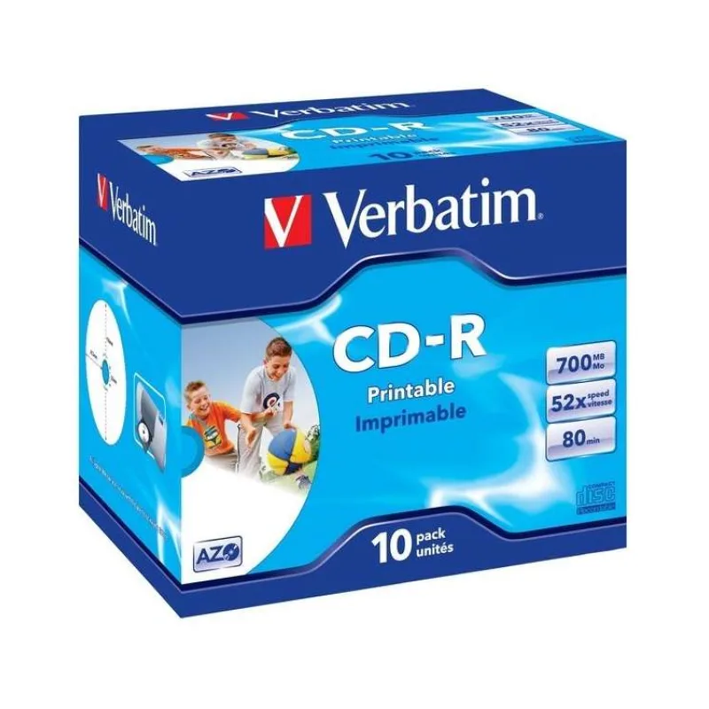 VERBATIM CD-R(10-Pack)Jewel/Printable/DLP/52x/700MB (43325)