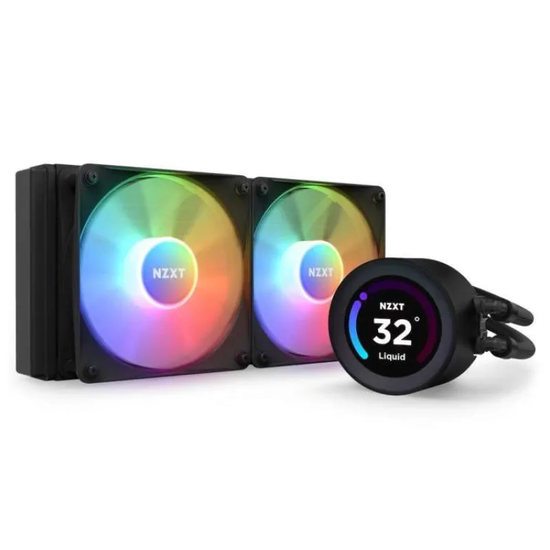 NZXT vodní chladič Kraken 240 ELITE RGB / 2x120mm RGB fan / 4-pin PWM / LCD disp. / 6 let (RL-KR24E-B1)