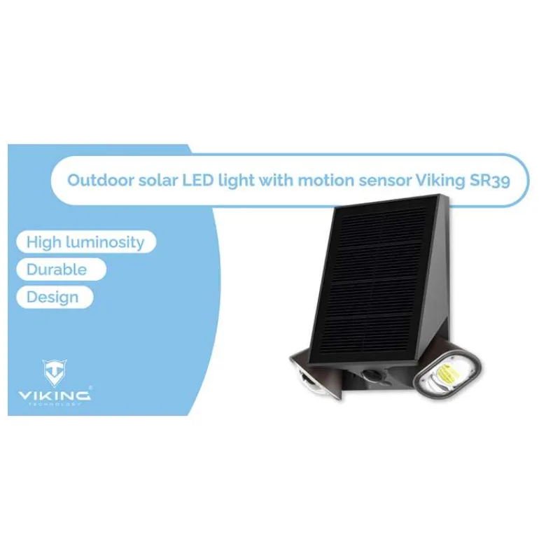 Vonkajšie solárne LED svetlo Viking SR39/Pohybový senzor/800 lm/IP44/4 režimy/denná biela (VSR39)