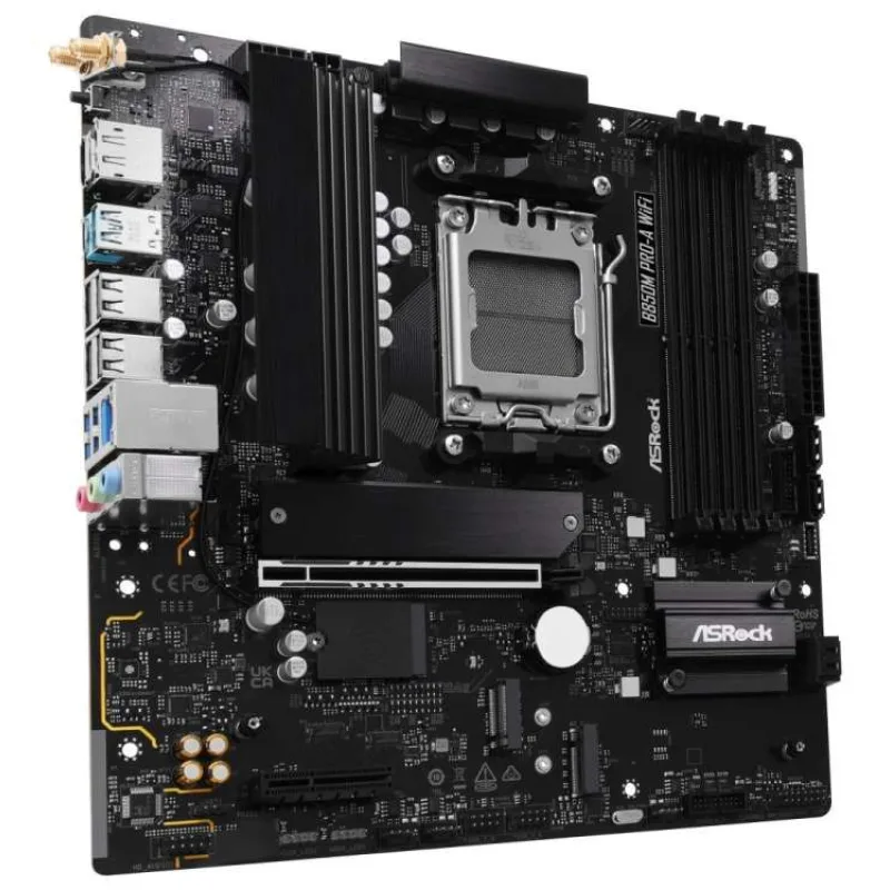 ASRock B850M Pro-A WiFi / AMD B850 / AM5 / 4x DDR5 DIMM / 3x M.2 / HDMI / DP / USB-C / WiFi / mATX (90-MXBR90-A0UAYZ)