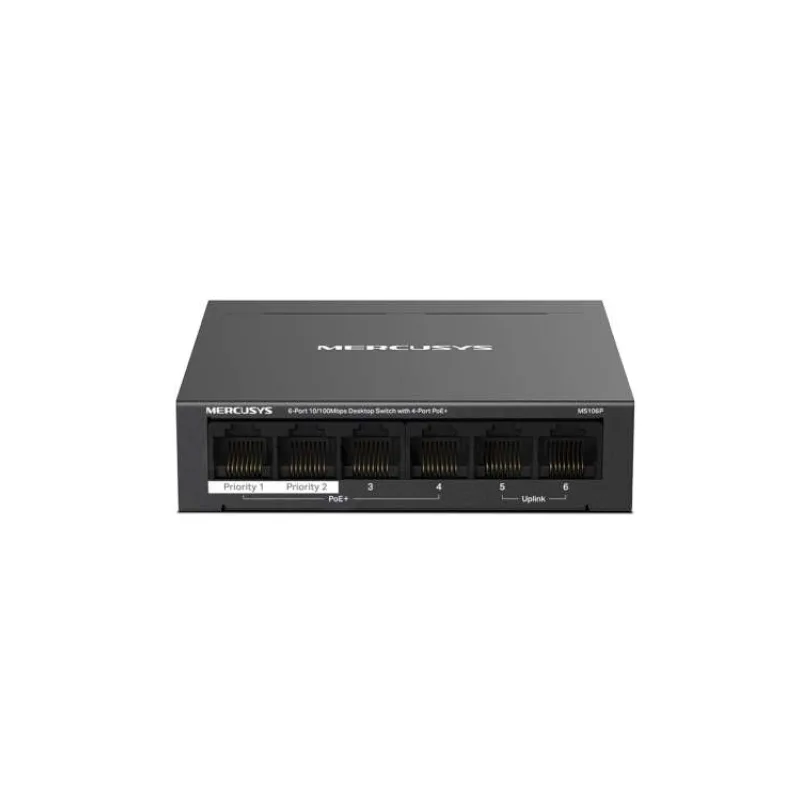 NV Version is suitabe for customers who's voltage input is between 220V-240V,6-Port 10/100 Mbps Desktop Switch with 4-Po (MS106P)