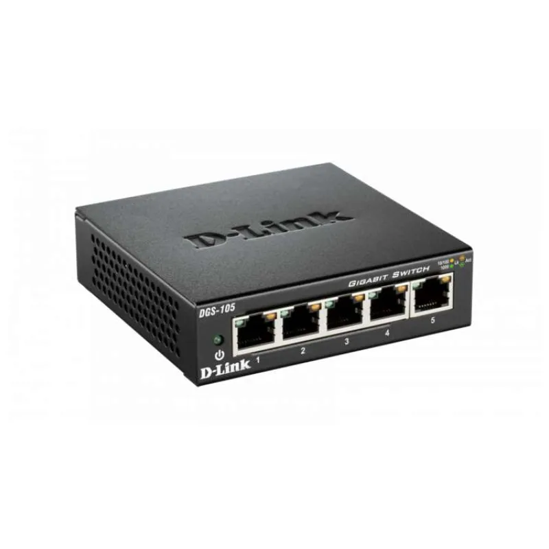 D-Link DGS-105GL/E 5-Port Gigabit Ethernet Metal Housing Unmanaged Light Switch without IGMP- 5-Port 10/100/1000 Mbps (DGS-105GL/E)