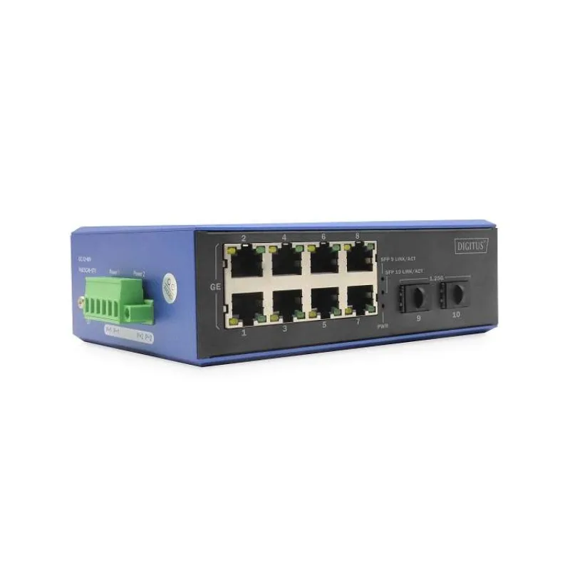 DIGITUS Industrial 8+4-Port Gigabit Ethernet Switch 8 x GE RJ45 + 4 SFP Port (DN-651152)