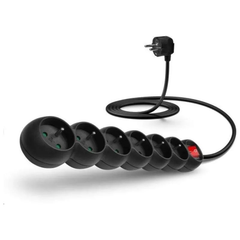 CONNECT IT prodlužovací kabel 230 V, 6 zásuvek, 5 m, s vypínačem (černý) (CES-0999-BK)