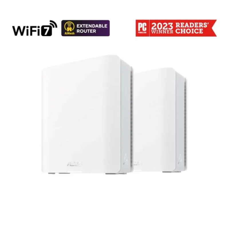 ASUS ZenWifi BT8 2-pack, WiFi7 Extendable Router, AiMesh, 1x WAN, 3x LAN, 1x 3.0 (90IG0930-MO3B20)