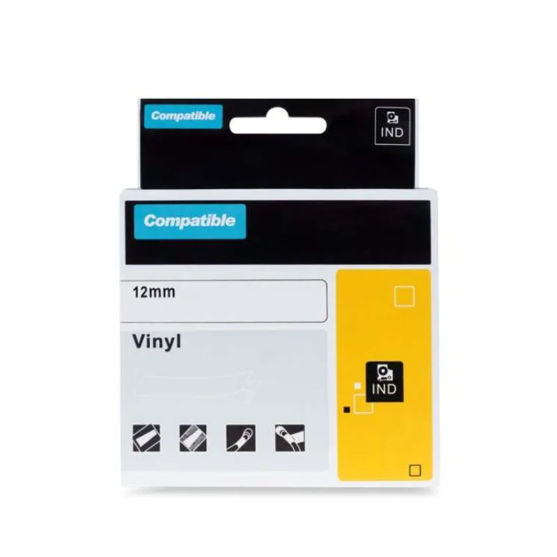 PRINTLINE kompatibilní páska s DYMO 8432, 12mm, 5.5m, černý tisk/žlutý podklad, RHINO, vinylová (PLTD53)