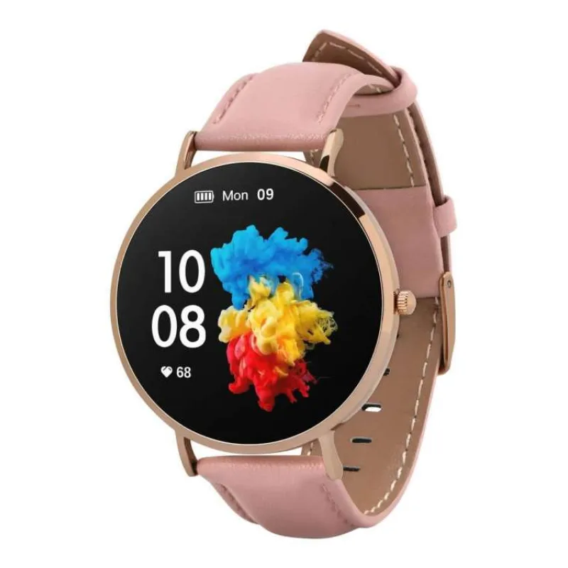 Garett Smartwatch Verona zlatá, růžový řemínek (VERONA_GOLD_PINK_LEATHER)