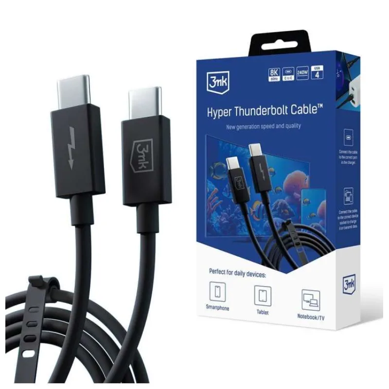 3mk datový kabel - Hyper ThunderBolt Cable 240W, černá (5903108515139)