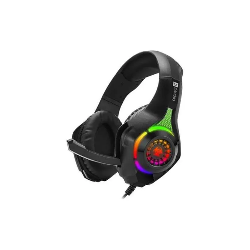 CONNECT IT BIOHAZARD RGB herní sluchátka s mikrofonem, 1xJack(4pin)+USB+ adaptér 2xJack, ČERNÁ (CHP-4511-BK)