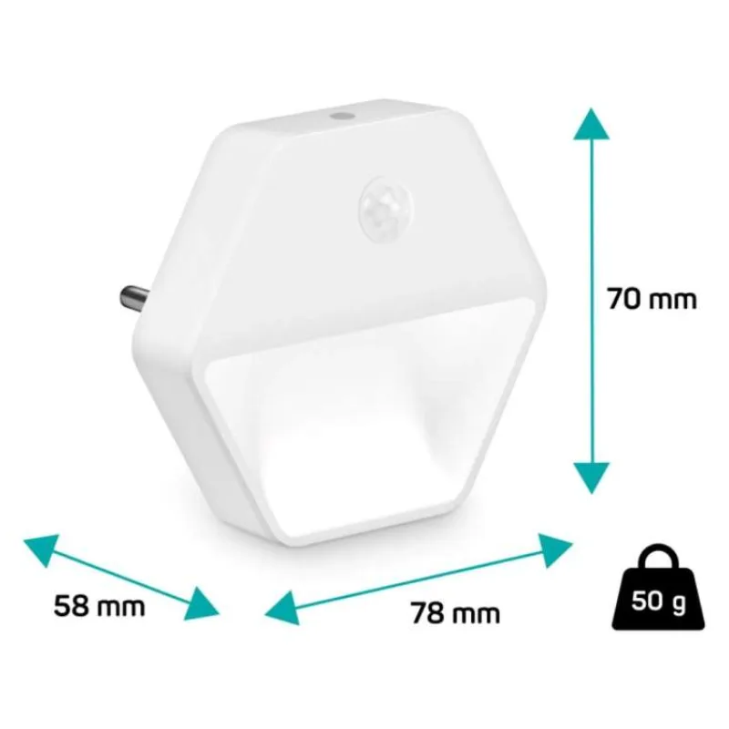 CONNECT IT SPARKLE 2 SENSOR noční světlo s pohybovým čidlem, 3 úrovně osvětlení, BÍLÁ (CLI-1025-WH)