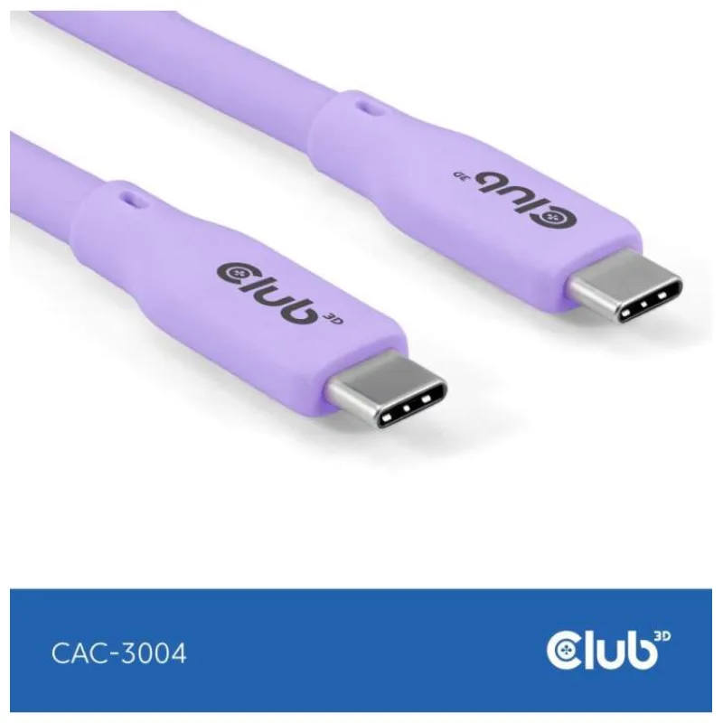 Club3D Kabel USB-C 4.0, 20Gbps, 4K60Hz, PD 240W, 2m, fialová (CAC-3004)