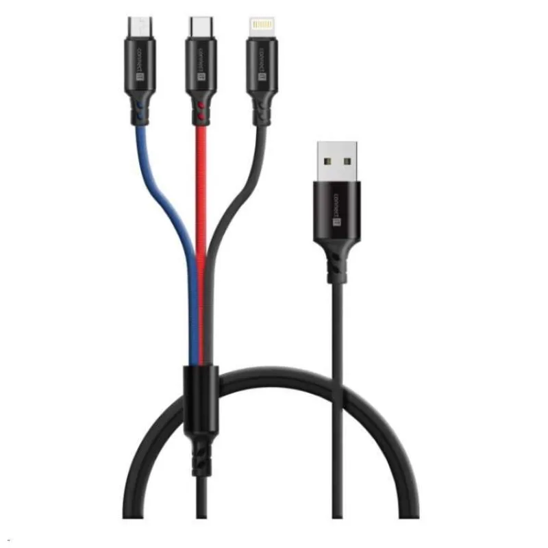 CONNECT IT Wirez 3in1 USB-C & Micro USB & Lightning, 1,2 m (CCA-2051-BK)