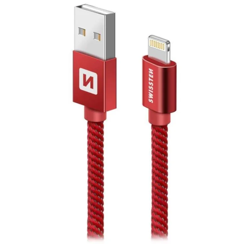 Swissten Data Cable Textile USB / Lightning 3 m, red (71527601)