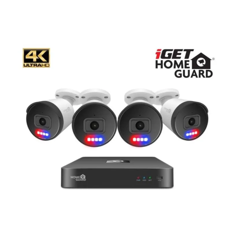 iGET HGNVK88504 - Kamerový UltraHD 4K PoE set, 8CH NVR + 4x IP 4K kamera, zvuk, SMART W/M/Andr/iOS (75020562)