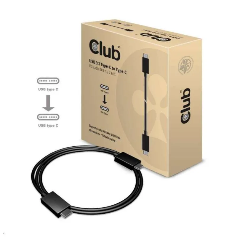 Club3D Kabel USB 3.1 typ C Gen2 4K60Hz UHD Power Delivery 100W, (M/M), 80cm (CAC-1522)