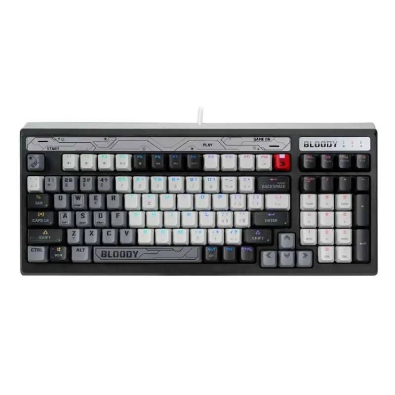 A4tech Bloody B950 podsvícená mechanická herní klávesnice RGB, Brown Switch, USB, CZ, šedá (B950-WG)