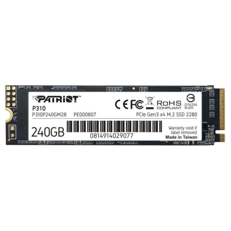 PATRIOT P310 240GB SSD / Interní / M.2 PCIe Gen3 x4 NVMe 1.3 / 2280 (P310P240GM28)