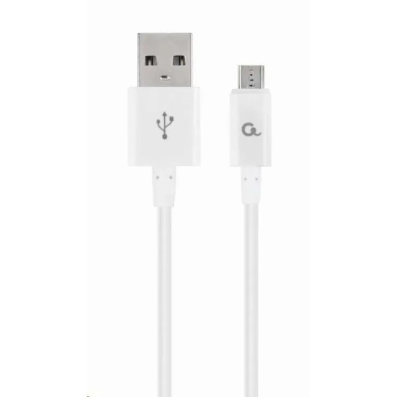 Kábel CABLEXPERT USB 2.0 AM na MicroUSB kábel (AM/BM), 1m, biely (CC-USB2P-AMmBM-1M-W)