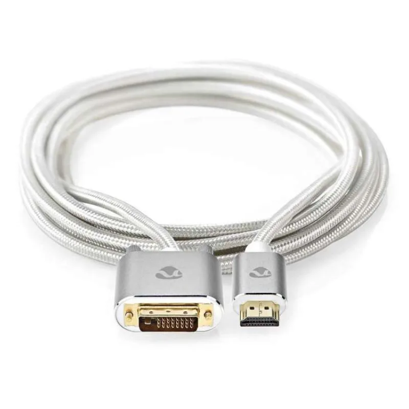 NEDIS PROFIGOLD HDMI kabel/ konektor HDMI - DVI-D 24+1 zástrčka/ bavlna/ stříbrný/ BOX/ 2m (CCTB34800AL20)