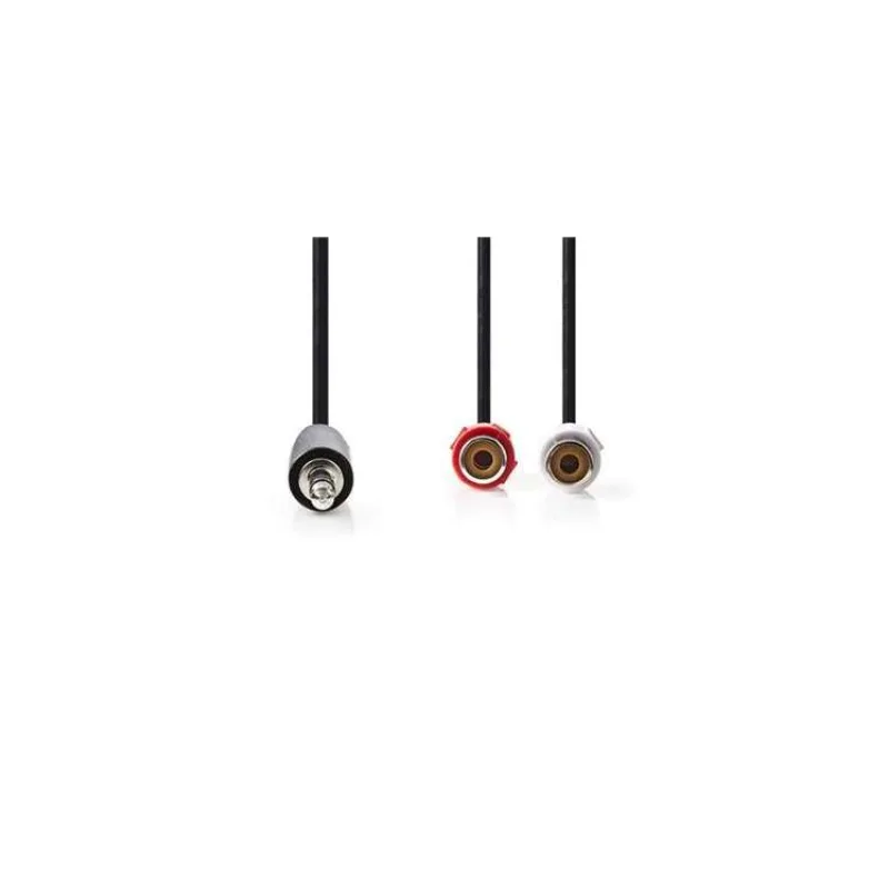 Nedis CAGB22250BK02 - Stereofonní Audio Kabel | 3,5mm Zástrčka - 2x RCA Zásuvka | 0,2 m | Černá barva (CAGB22250BK02)