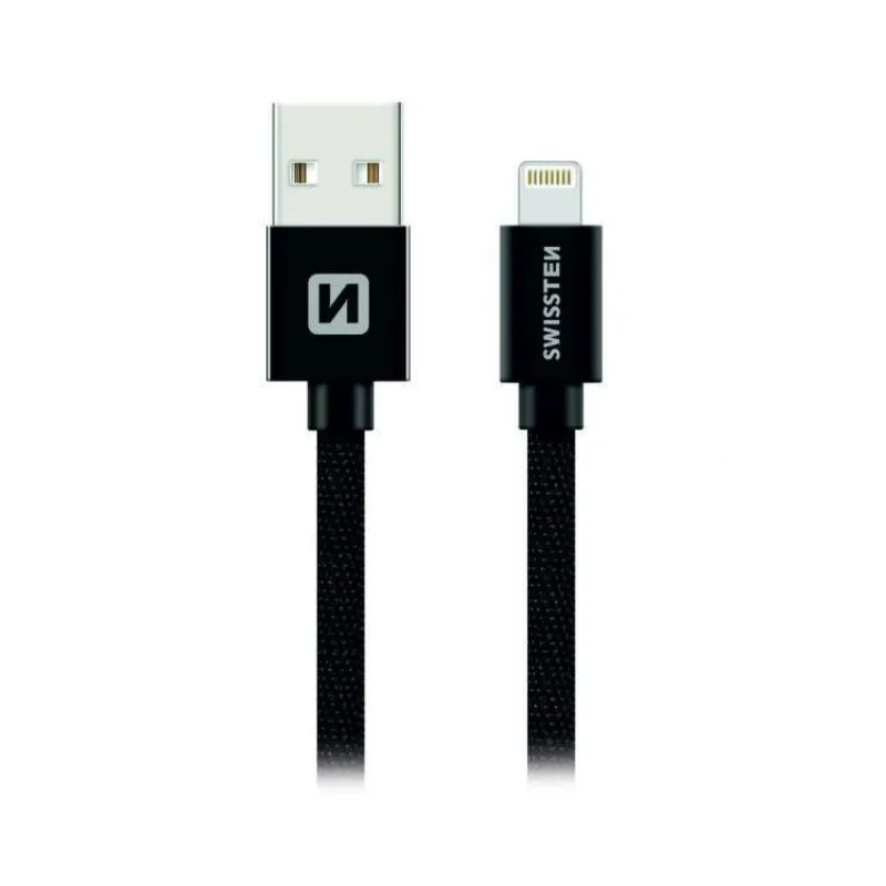 SWISSTEN DATA CABLE USB / LIGHTNING TEXTILE 0,2M BLACK (71523101)