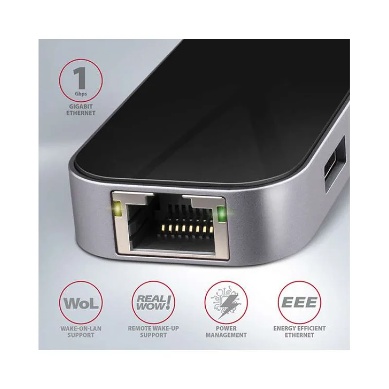 AXAGON hub USB-C / HMC-6GL / USB 3.2 Gen1 / 3x USB-A / HDMI / GLAN / 60W PD / 0,2m (HMC-6GL)
