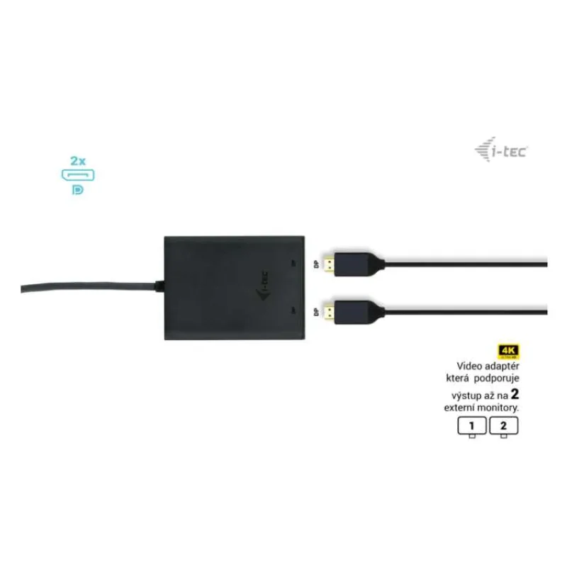 i-tec USB-C Dual 4K/60Hz (single 8K/30Hz) Display Port video adaptér (C31DUAL4K60DP)