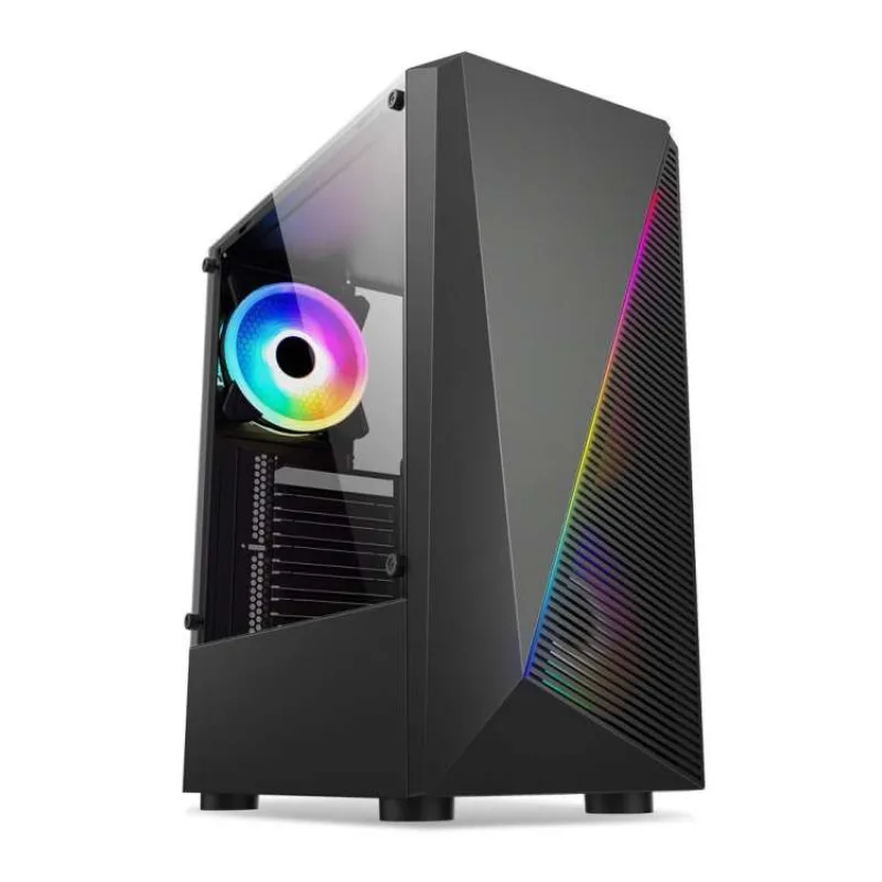1stCOOL skříň SHARK 2, middle tower, AU, USB 3.0, bez zdroje, RGB fan, průhledná bočnice, černá (ML-SHARK2-AU-USB3)
