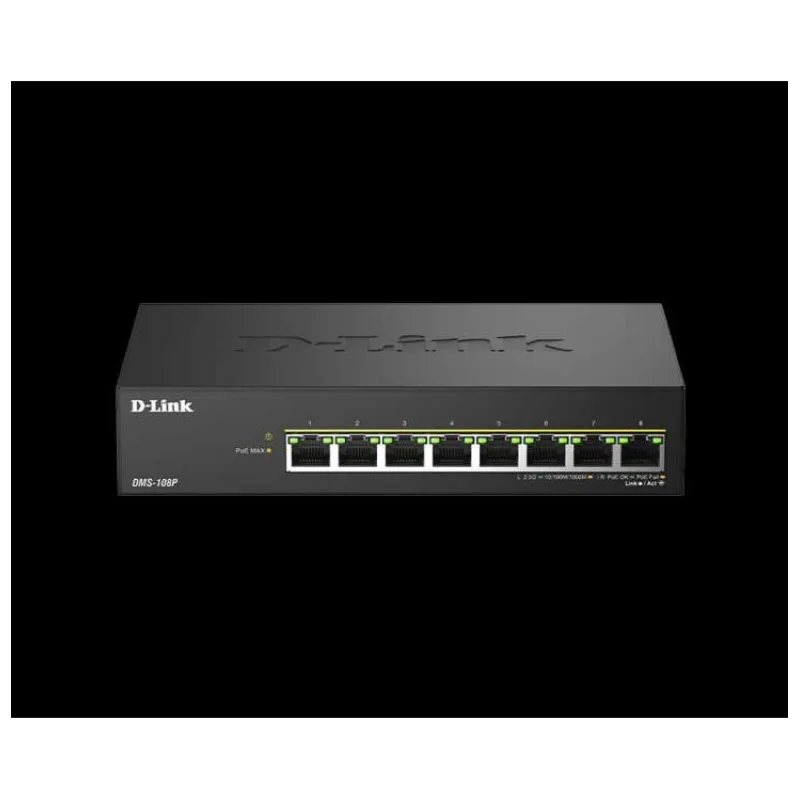 D-Link DMS-108P/E 8 ports 2.5G/MultiGig PoE Unmanaged Switch, Metal (DMS-108P/E)