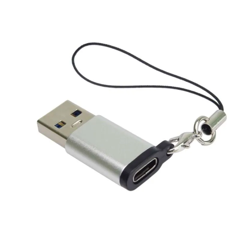 PremiumCord Adaptér USB3.0 A male - USB-C Female, stříbrná s očkem na zavěšení (kur31-32)