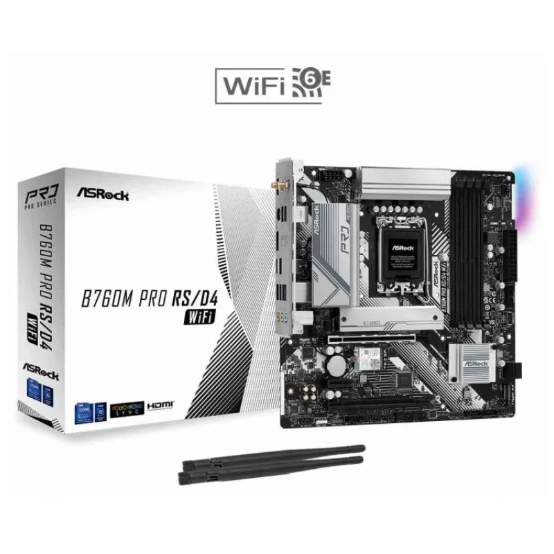 ASRock B760M PRO RS/D4 WIFI / Intel B760 / LGA1700 / 4x DDR4 / 2x M.2 / HDMI / DP / USB-C / WiFi / mATX (B760M PRO RS/D4 WIFI)