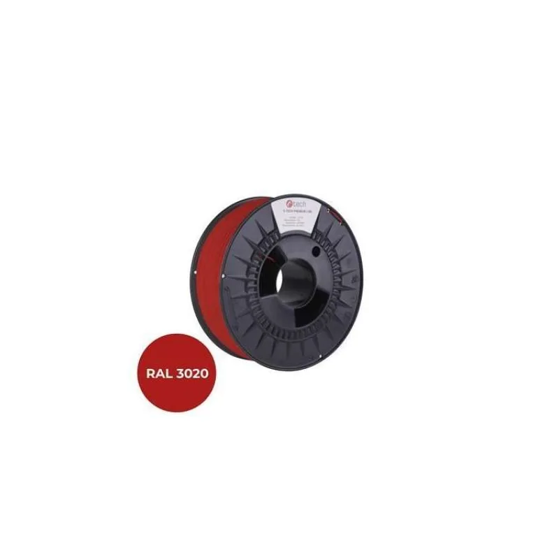 C-TECH Tisková struna (filament) PREMIUM LINE, PLA, dopravní červená, RAL3020, 1,75mm, 1kg (3DF-P-PLA1.75-3020)
