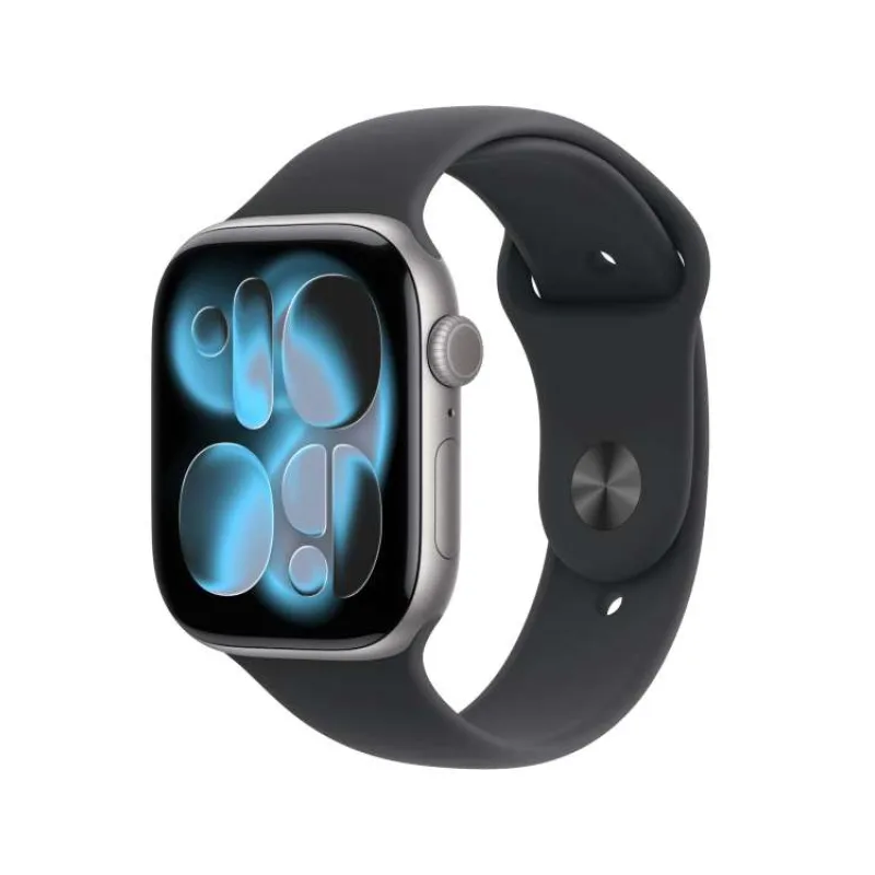Apple Watch Series 11 GPS + Cellular 46mm Kozmický sivý hliník s čiernym športovým remienkom - S/M (MFC94WF/A)