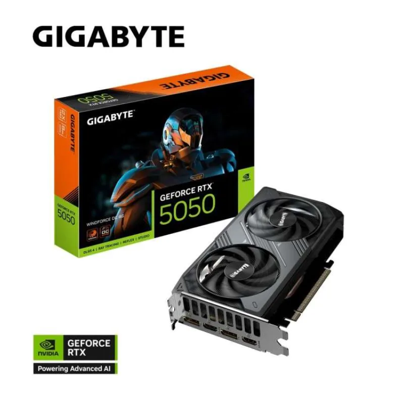 GIGABYTE VGA NVIDIA GeForce RTX 5050 WINDFORCE OC 8G, 8G GDDR6, 2xDP, 2xHDMI (GV-N5050WF2OC-8GD)