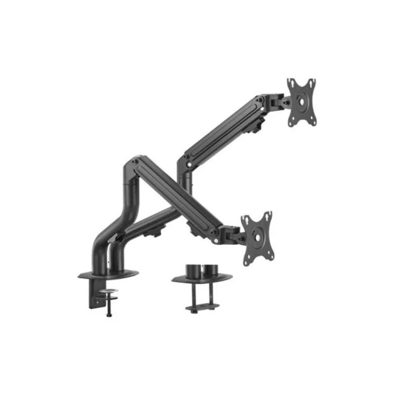 GEMBIRD Držák 2 monitorů na stůl MA-DA2-02, naklápěcí, až do 32” a 8kg, černý (MA-DA2-02)