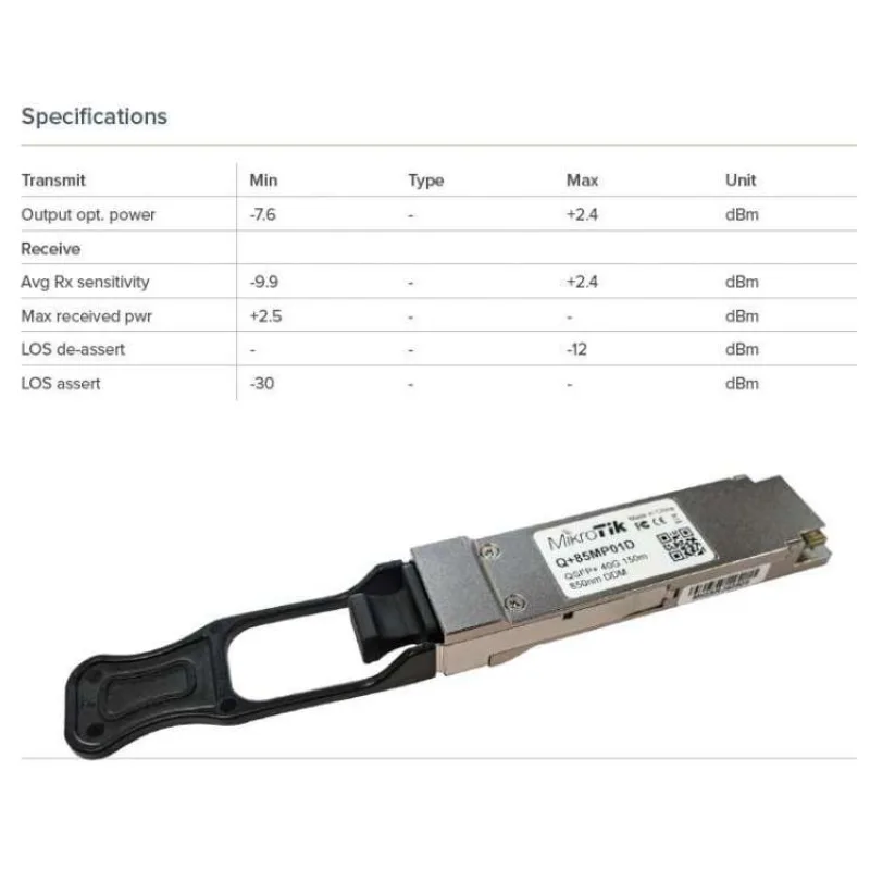 MIKROTIK QSFP+ module 40G MM 150m 850nm MTP/MPO DDM 0C +70C (Q+85MP01D)