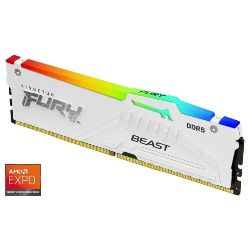 KINGSTON DIMM DDR5 16GB 6000MT/s CL36 FURY Beast RGB Bílá EXPO (KF560C36BWE2A-16)