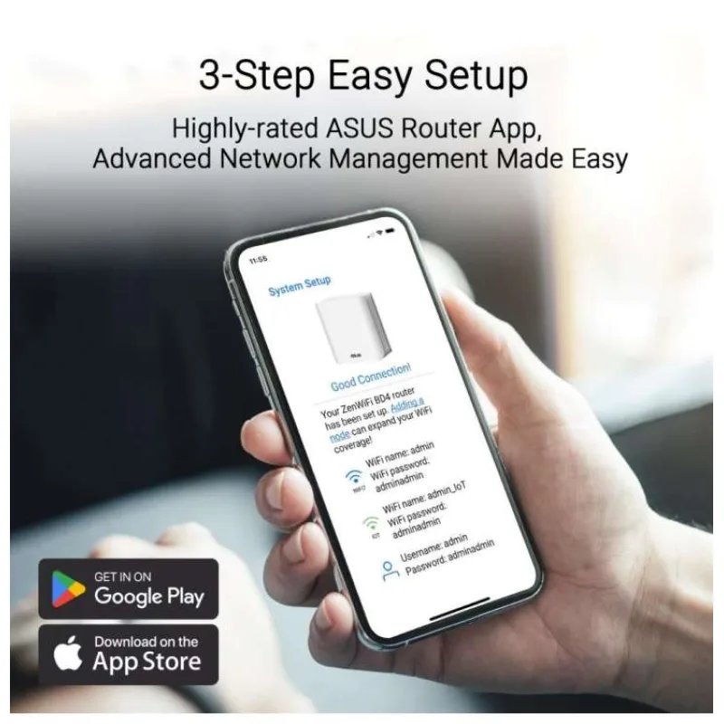ASUS ZenWifi BD4 1-pack, WiFi7 Extendable Router, AiMesh, 2x WAN/LAN (90IG0960-MO3C00)