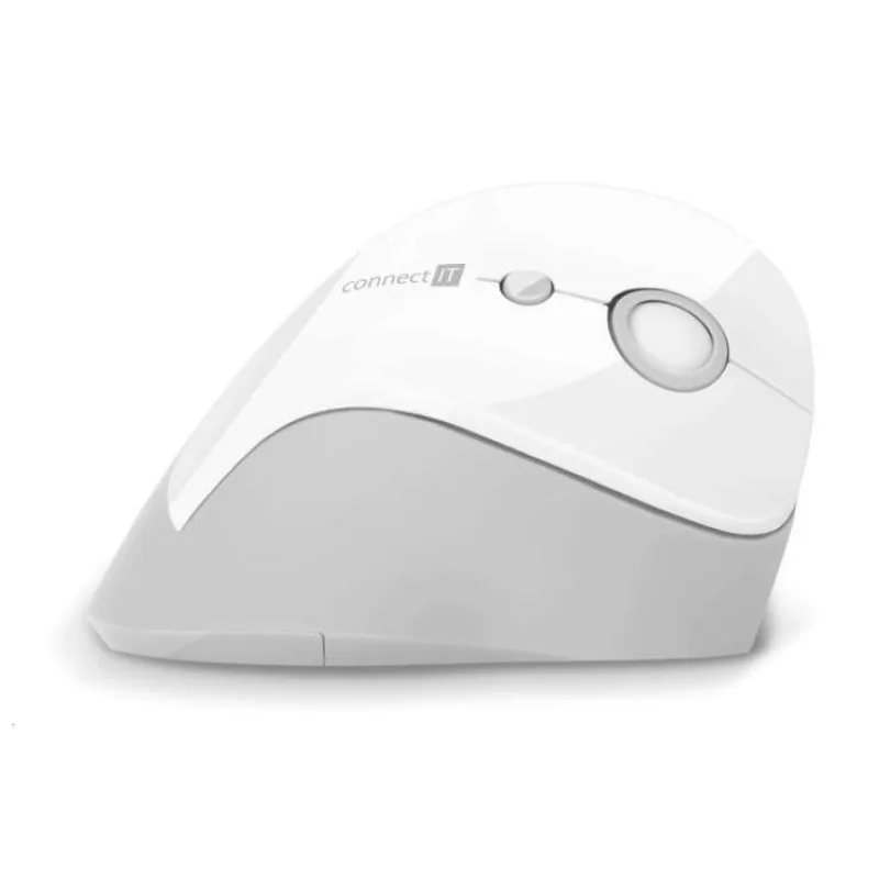 CONNECT IT FOR HEALTH ergonomická vertikální myš, (+ 1x AA baterie zdarma), bezdrátová, BÍLÁ (CMO-2700-WH)