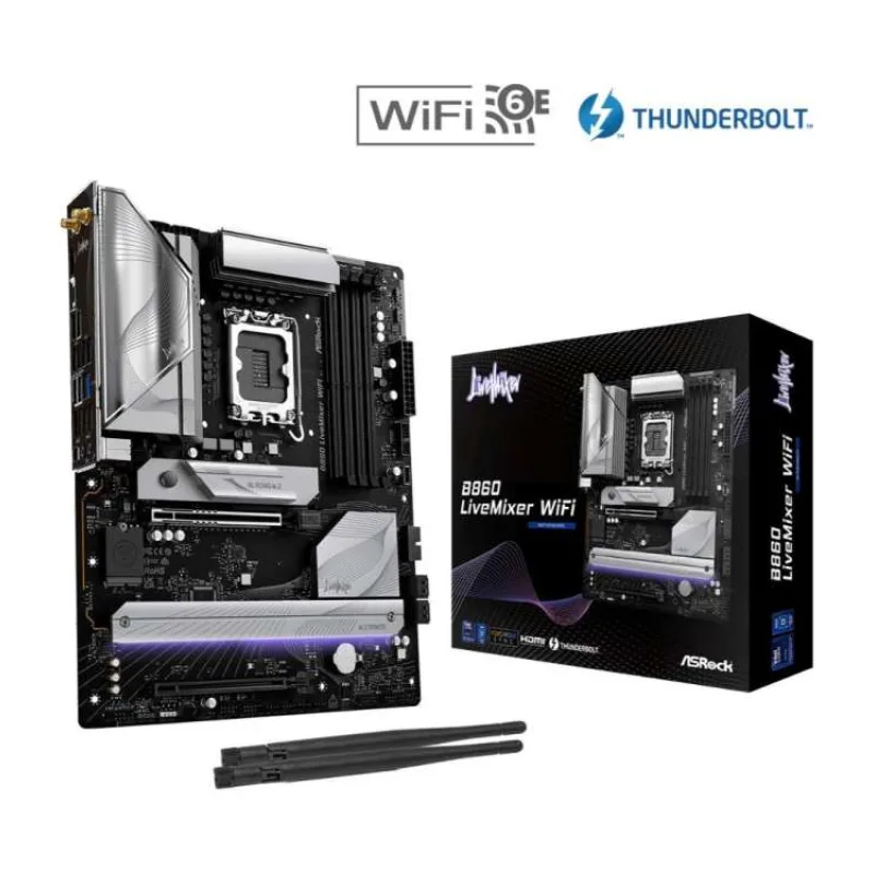 ASRock MB Sc LGA1851 B860 LiveMixer WiFi, Intel B860, 4xDDR5, 1xThunderbolt, 1xHDMI, WiFi, ATX (B860 LiveMixer WiFi)
