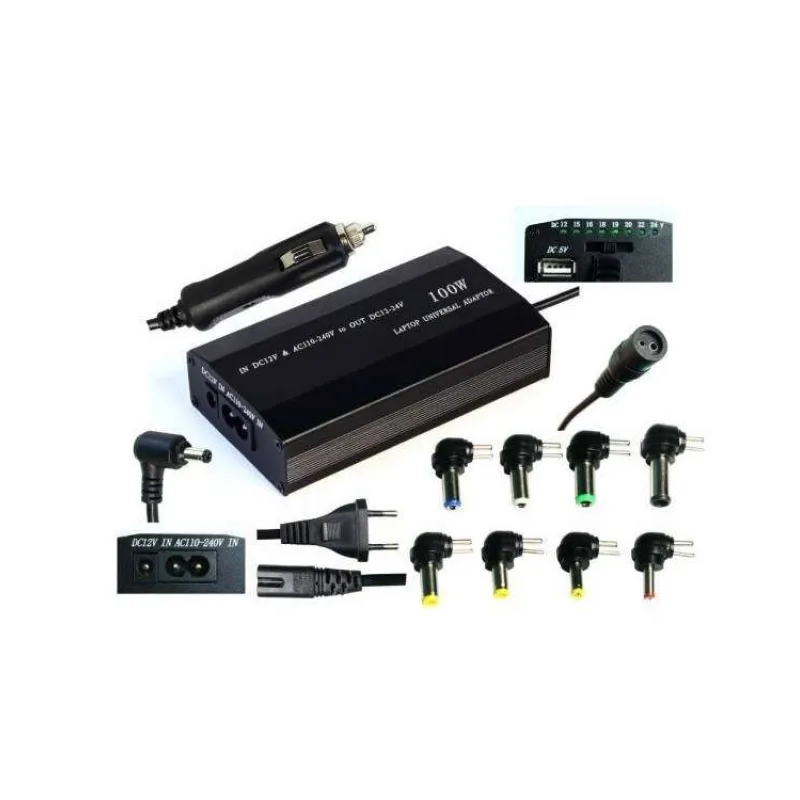 EUROCASE Napájací univerzálny adaptér 100W, vstup AC 110-240V / CAR DC 12V, výstup DC 12-24V, manual (NAEC-YH-4070)