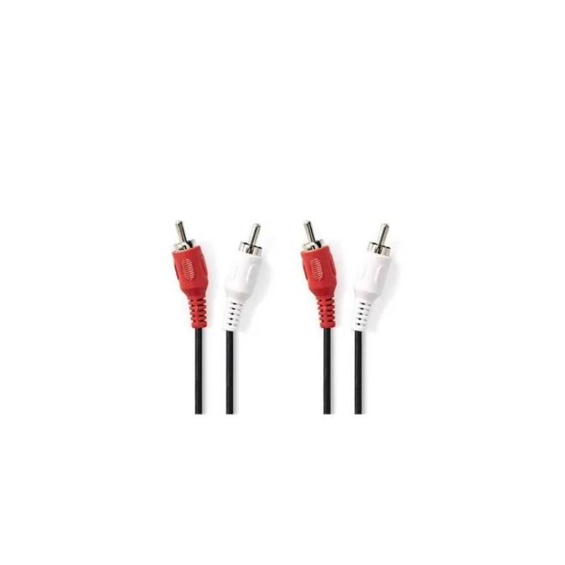 Nedis CAGB24200BK20 - Stereofonní Audio Kabel | 2x RCA Zástrčka - 2x RCA Zástrčka | 2 m | Černá barva (CAGB24200BK20)