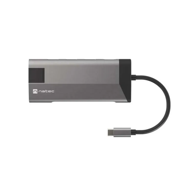 Natec multiport adaptér FOWLER PLUS HUB 8v1, USB 3.0 3X, HDMI 4K, USB-C PD, RJ45, SD, MICRO (NMP-1690)