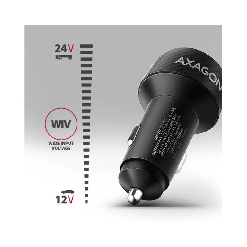 AXAGON PWC-PQ48, nabíjačka do auta 48W, výstup USB-A+USB-C, PD3.0/PPS/QC4+/SFC/Apple (PWC-PQ48)